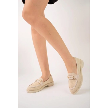 KB-021 Kuback Bej Triko G Toka  Günlük Kadın Ayakkabı