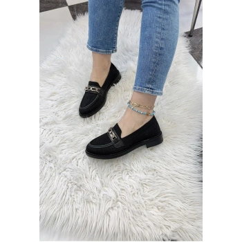 KB-021 Kuback Siyah Triko Siyah Taban U Toka  Günlük Kadın Ayakkabı