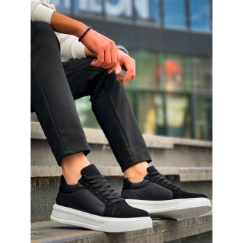 KB-046 Kuback Siyah Paraşüt Beyaz Yüksek Taban Günlük Spor Ayakkabı