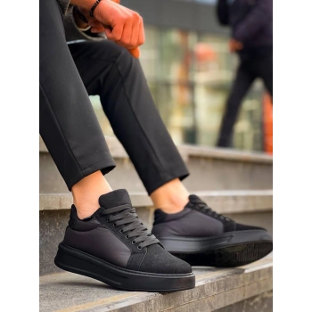 KB-046 Kuback Siyah Paraşüt Siyah Yüksek Taban Günlük Spor Ayakkabı