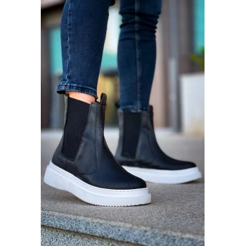 KB-0992  Kuback Siyah Cilt  Yüksek Taban  Lastikli Erkek Bot