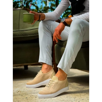 KB-101 Kuback Bej Triko Bağcıklı Günlük Erkek Ayakkabı