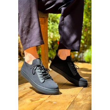 KB-110  Kuback Siyah Triko Siyah Yüksek Taban Bağcıklı Günlük Erkek Ayakkabı