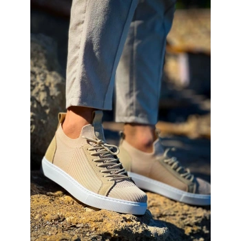 KB-112   Kuback Bej Triko Bağcıklı  Günlük Erkek  Ayakkabı