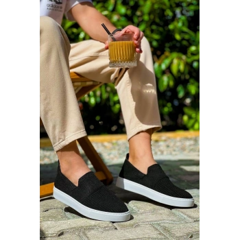 KB-114  Kuback Siyah Triko Yüksek Taban Bağcıksız Günlük Erkek Ayakkabı