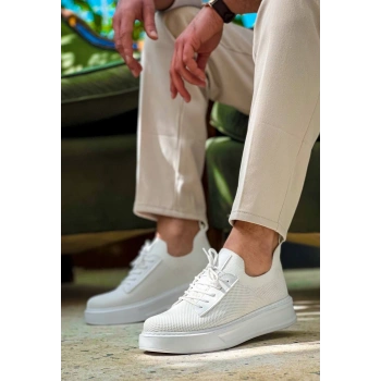 KB-116 Kuback Beyaz Bağcıklı Triko Günlük Erkek Ayakkabı