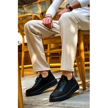 KB-116 Kuback Siyah Siyah Taban Bağcıklı Triko Günlük Erkek Ayakkabı