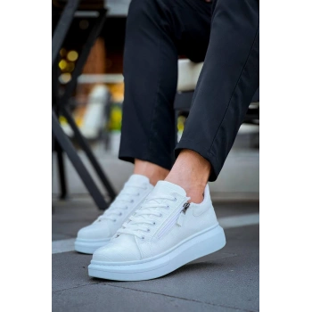 KB-309  Kuback Beyaz Fermuar Ve Bağcıklı  Günlük Erkek  Ayakkabı