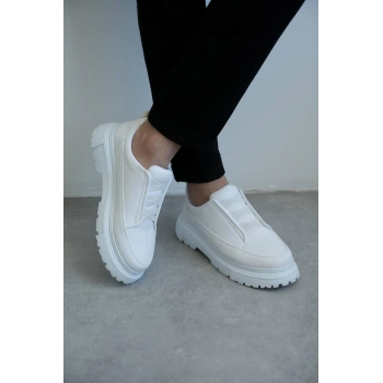 KB-703 Kuback Beyaz Cilt Lastikli Günlük Erkek Ayakkabı