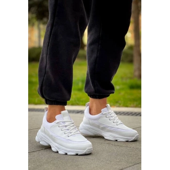 KB-707  Kuback  Beyaz Cilt Yüksek Taban Bağcıklı Günlük Erkek Ayakkabı