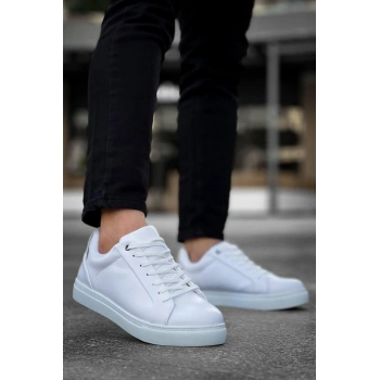 KB-BX1  Kuback Beyaz Cilt Yüksek Beyaz Taban Günlük Erkek Ayakkabı