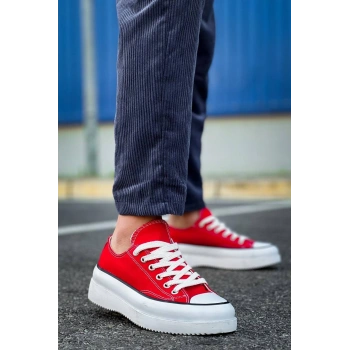 KB-CX-3 Kuback Kısa Kırmızı Keten Beyaz Yüksek Taban Spor Ayakkabı