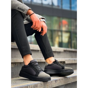 KB-X46 Kuback Siyah Gri Yüksek Siyah Taban Günlük Spor Ayakkabı