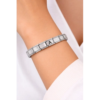 Kişiye Özel A Harfli Çelik Bileklik – Paslanmaz Çelik İtalyan Model Harfli Bilezik