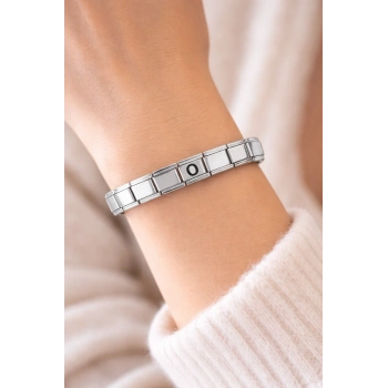 Kişiye Özel O Harfli Çelik Bileklik – İtalyan Charm Model, Ayarlanabilir Bilezik