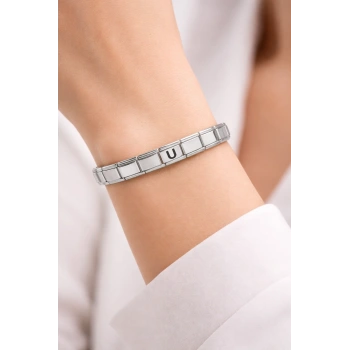 Kişiye Özel U Harfli Çelik Bileklik – Paslanmaz Çelik, Zarif Bilekliği, Ayarlanabilir Harf Bileklik