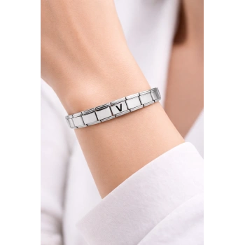 Kişiye Özel V Harfli Çelik Bileklik – Paslanmaz Çelik Bileklik, Zarif Minimal Harf Bileklik