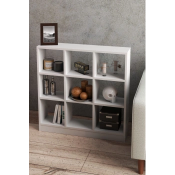 KİTAPLIK ÇOK AMAÇLI MUTFAK RAF DOLAP  9 BÖLMELİ BEYAZ