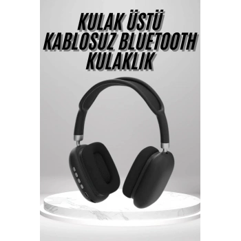 Kulak Üstü Kablosuz Bluetooth Kulaklık Yumuşak Süngerli SD Kart Girişli