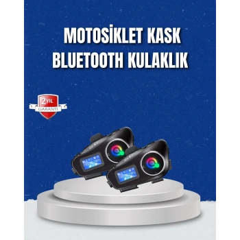 LCD Ekranlı Bluetooth Kask Kulaklığı FM Radyo ve SD Kart Girişli