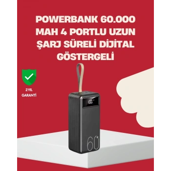 LED Ekranlı Çok Fonksiyonlu Taşınabilir Şarj Ünitesi Powerbank