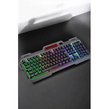 Led Işıklı  Klavye Usb Girişli RGB Işıklı Q Klavye Mouse Hediyeli