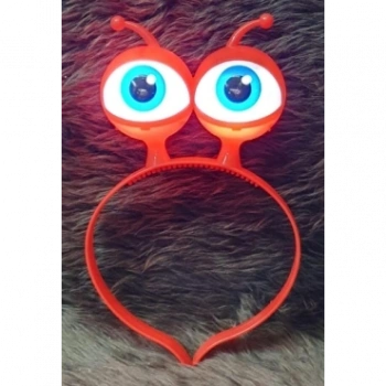 Led Işıklı & Pilli Uzaylı Göz Parti Tacı Kırmızı Renk