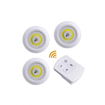 Led Lamba 3lü Uzaktan Kumandalı Yapışkanlı