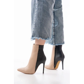 LS-216 Nut Yüksek İnce Topuklu Fermuarlı Kadın Bot