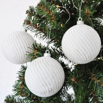 Lüks Ağaç Süsleri 3lü - 8cm - Beyaz Model 4