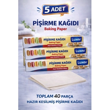 Luxev Pişirme Kağıdı Hazır Kesilmiş 8 Parça Yağlı Kağıt Fırın Kağıdı Baking Paper 5 Adet