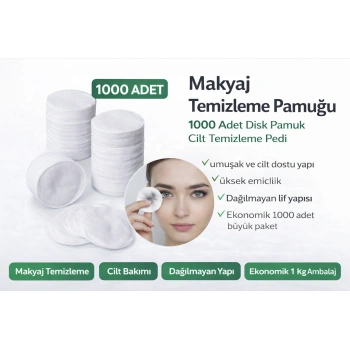 Makyaj Temizleme Pamuğu 1000 Adet Disk Pamuk Cilt Temizleme Pedi