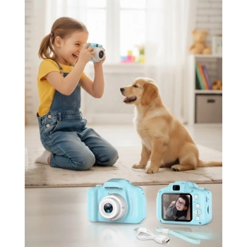 Mavi Kompakt HD Dijital Kamera Video ve Fotoğraf Kayıt Özellikli Taşınabilir Model