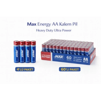 Max Energy AA Kalem Pil 1.5V R6 Heavy Duty Ultra Power 4lü 1 Paket