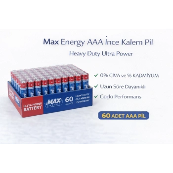 Max Energy AAA İnce Kalem Pil 1.5V R03 Heavy Duty Ultra Power 4 lü 15 Paket