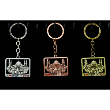 Metal Ayasofya Anahtarlık Kare Tasarım