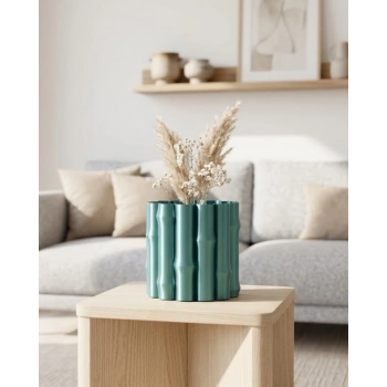 Modern Parlak Yeşil Vazo Dekoratif Şık Tasarım Salon Ofis Kullanım