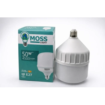MOSS Light 50W LED Ampul E27 Duy 4500 Lumen Yüksek Işık Gücü Enerji Tasarruflu Beyaz Işık