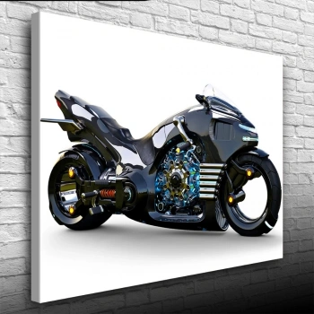 Naked Futuristik Motosiklet Kanvas Tablo 50 x 70
