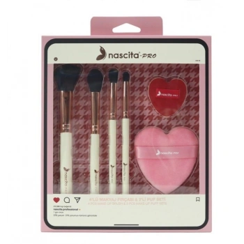 Nascita 4lü Makyaj Fırçası & 2li Puf Seti