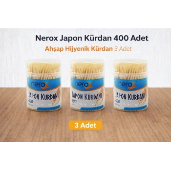 Nerox Japon Kürdan 400 Adet Ahşap Hijyenik Kürdan 3 Adet