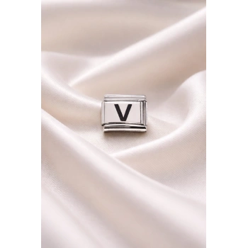 Nomination Bileklik Uyumlu V Harfi Charm – Paslanmaz Çelik Harf Modül – Kişiye Özel Bileklik Aksesuarı