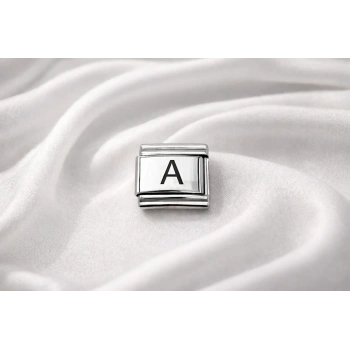 Nomination Uyumlu A Harfi Charm – Çelik Harfli Bileklik Aksesuarı, Kişiye Özel Modüler Takı