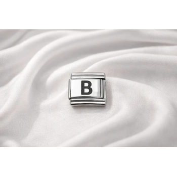 Nomination Uyumlu B Harfi Charm – Çelik Harfli Bileklik Aksesuarı , Kişiye Özel Modüler Takı