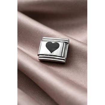 Nomination Uyumlu Çelik Kalp Charm – Parlak Çelik Bileklik Aksesuarı | Sevgi Temalı Modüler Charm