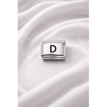 Nomination Uyumlu D Harfi Charm – Çelik Harfli Bileklik Aksesuarı ,Kişiye Özel Modüler Takı