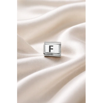 Nomination Uyumlu F Harf Charm , Çelik Bileklik Aksesuarı , Kişiye Özel Harf Modülü , Şık & Minimal