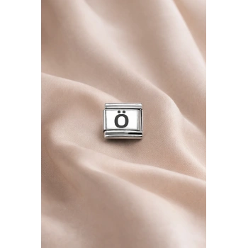 Nomination Uyumlu Harf Charm “Ö” – Çelik Bileklik Aksesuarı, Kişiye Özel Harf Modülü