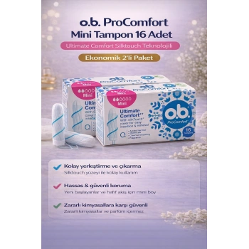 o.b. ProComfort Mini Tampon 16Lı 2 Paket Ultimate Comfort Silktouch Teknolojili