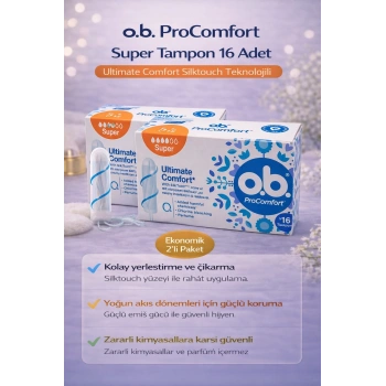 o.b. ProComfort Super Tampon 16Lı 2 Paket Ultimate Comfort Silktouch Teknolojili